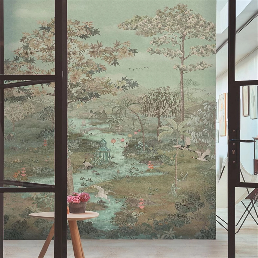 Home Improvement Background - custom Photo Mural Green Landscape Tree