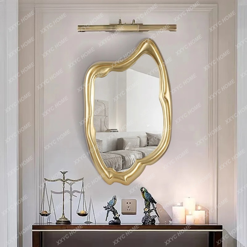 Home Improvement Background - decorative mirror special-shaped gold background wall