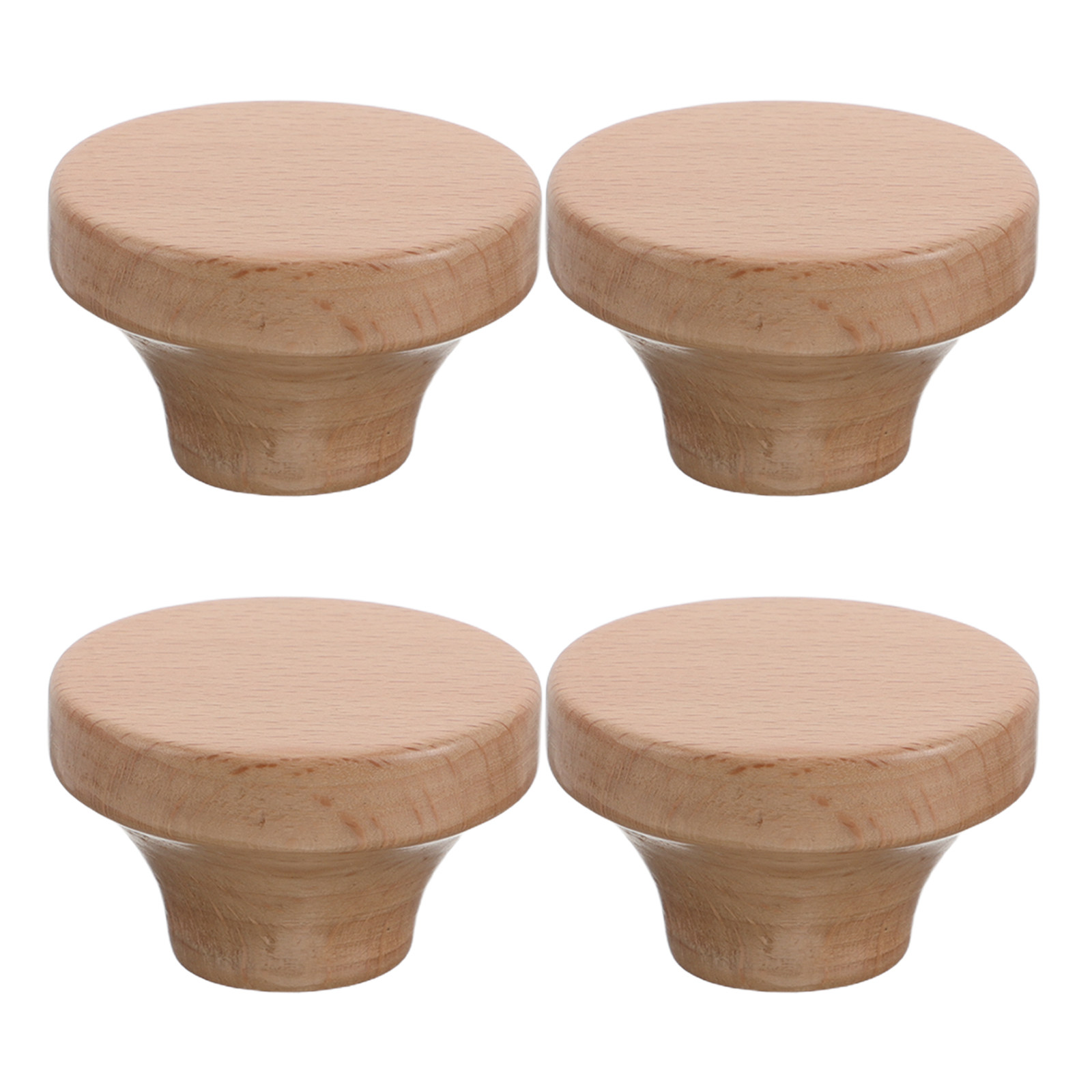 Door Knob Replacement - 4Pcs Wooden Round Cabinet Knobs Solid