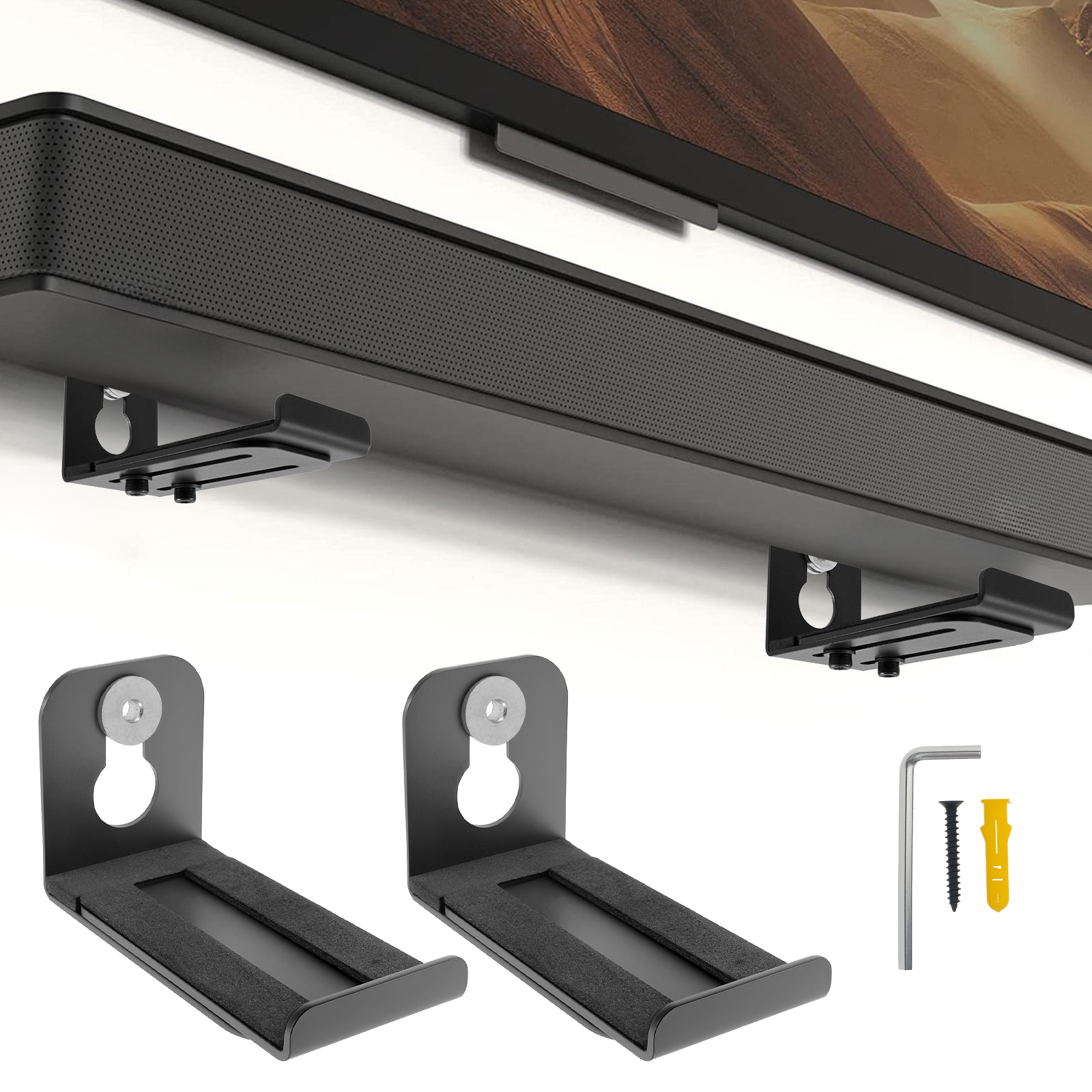 Home Improvements - 2Pcs Soundbar Speaker Stands Wall Mount