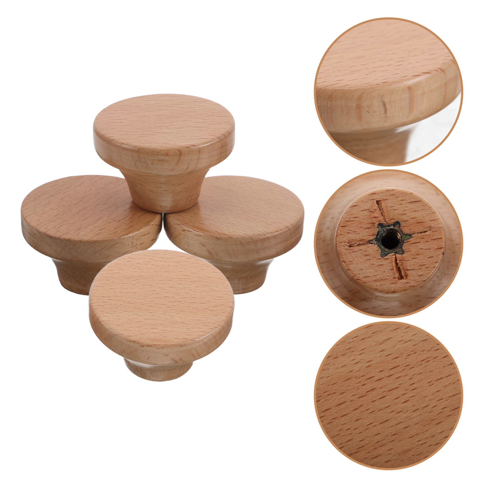 4Pcs Wooden Round Cabinet Knob - Door Knob Replacement recensione e prezzo