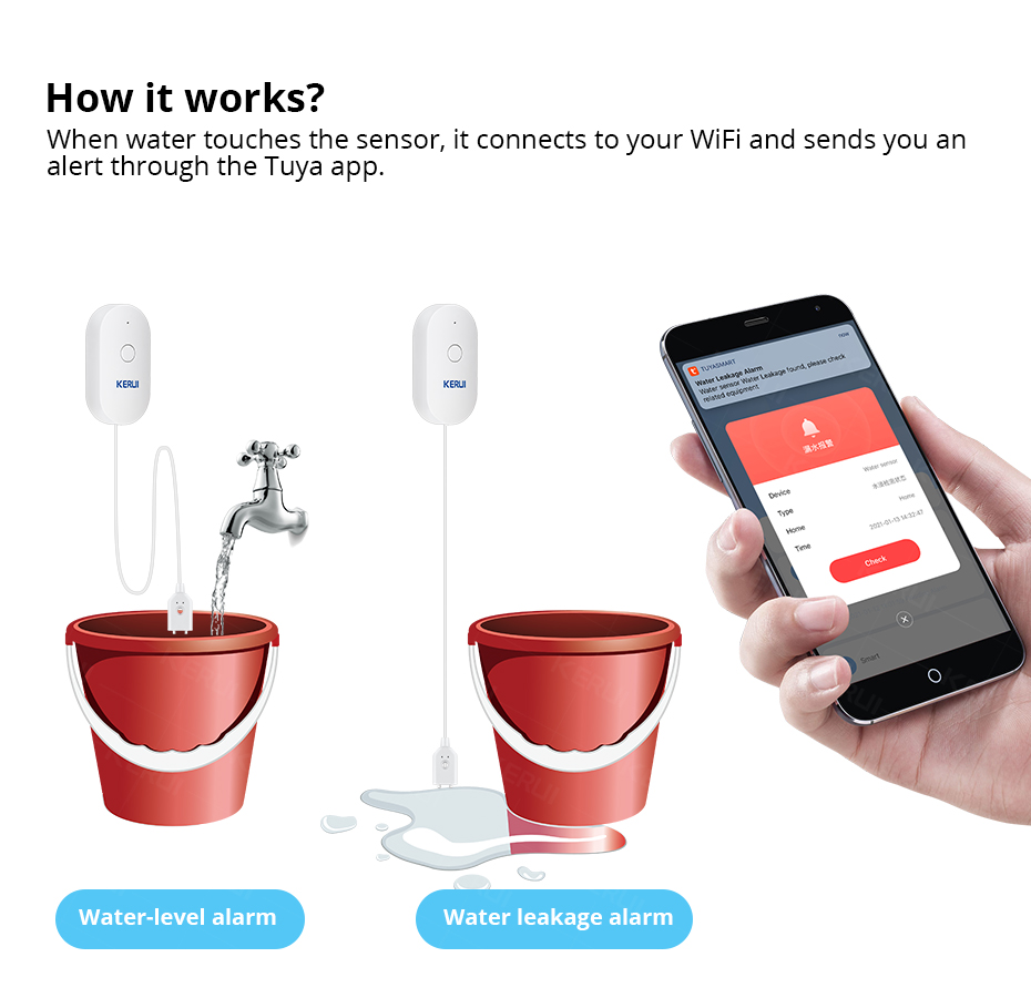 KERUI Smart  WiFi Water Sensor - Home Improvement Kitchen recensione e prezzo